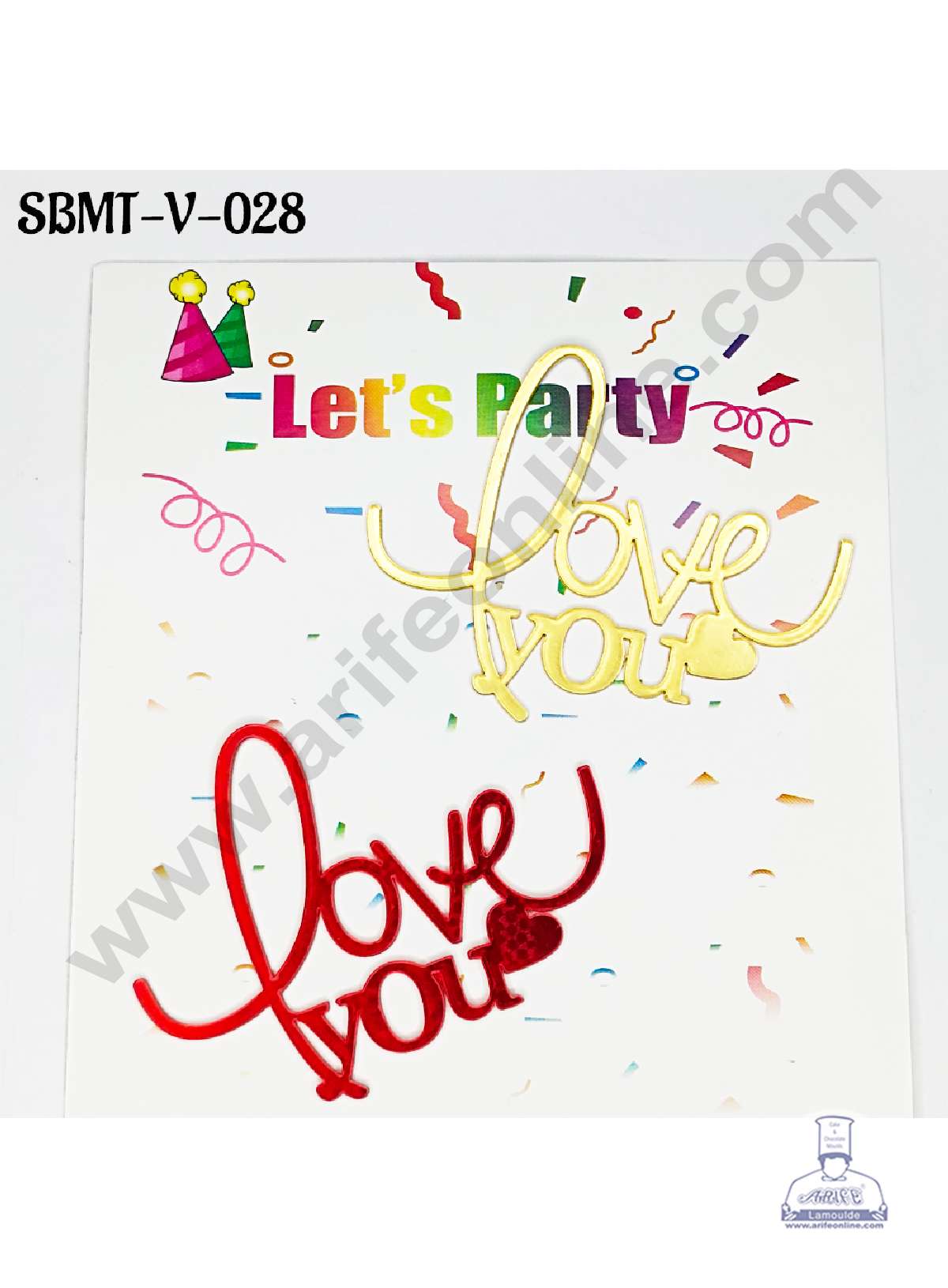 CAKE DECORβ’ 3 inch Red & Gold Acrylic Love You Cake Topper (SBMT-V-028) - 2 pcs Pack