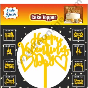 Cake Decor 6 inch Mirror Finshing Acrylic Cake Topper Double Heart Happy Valentine Day