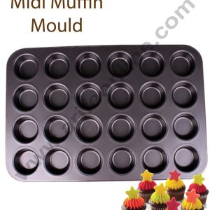 Cake Decor™ Non-Stick 24-Cavity Midi Muffin Mould – Perfect for Baking Muffins, Cupcakes, and More