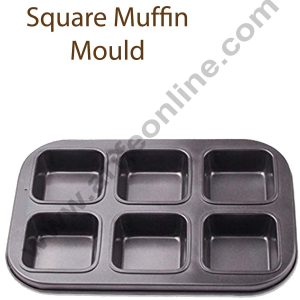 Non Stick 6 Cavity Square Muffin & Cupcake Mould β Heavy-Duty Baking Pan Cake Decor