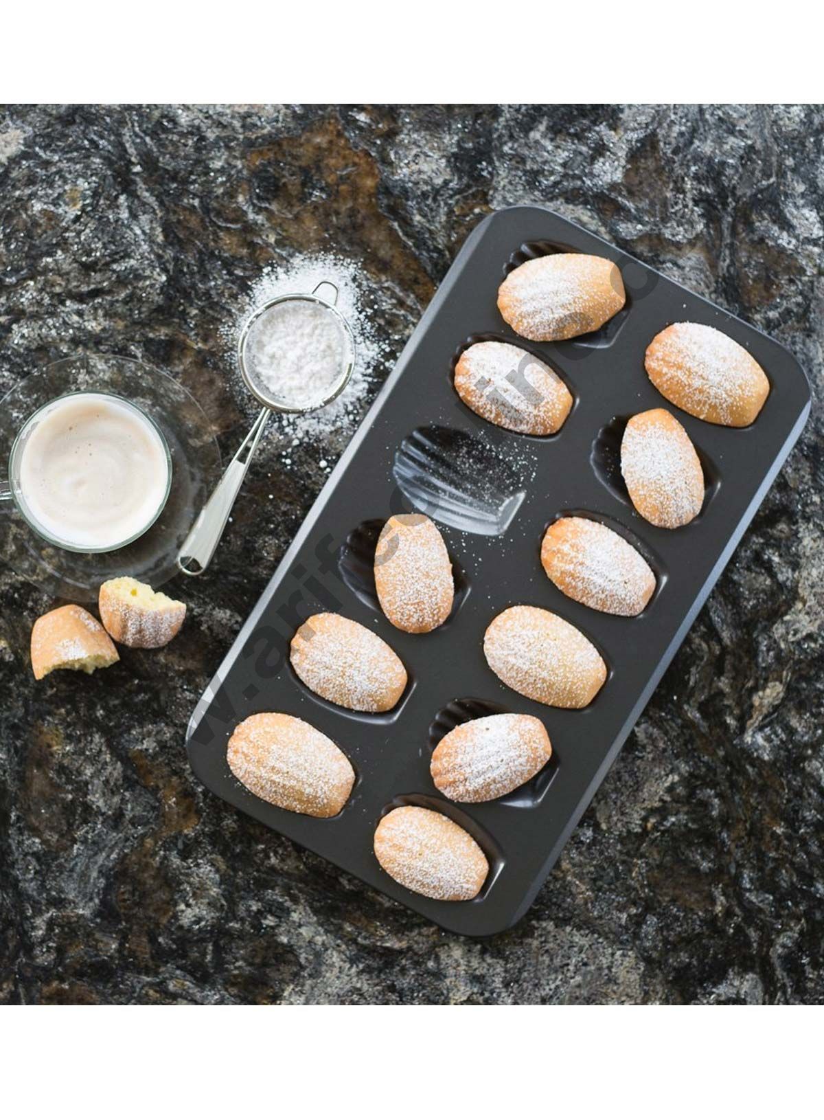 Cake Decor Non-Stick 12 -Cavity Heavy Black Madeleine Mould β Premium Bakeware for Perfect French Madeleines