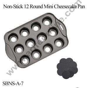 CAKE DECOR™ 12 Cavity Round Non Stick Mini Cheesecake Pan | Aluminium Mould (SBNS-A-7)