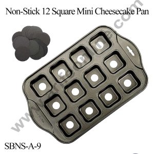 CAKE DECOR™ 12 Cavity Square Non Stick Mini Cheesecake Pan | Aluminium Mould (SBNS-A-9)