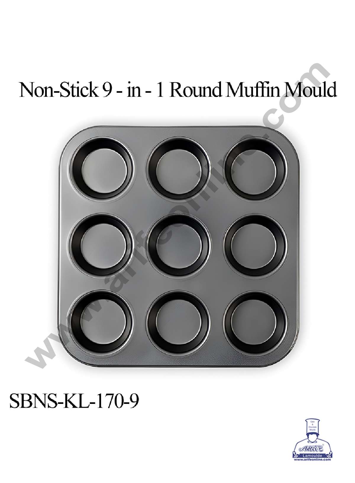 CAKE DECORβ’ Non Stick Aluminum 9 Cavity Muffin Tray (SBNS-KL-170-9)