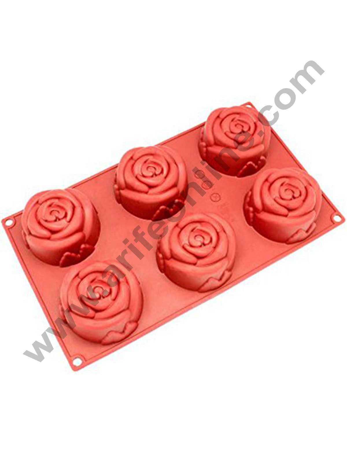 Cake Decor 6 in 1 Silicon Bakeware Rose Shape Cupcake Moulds Muffin Mould