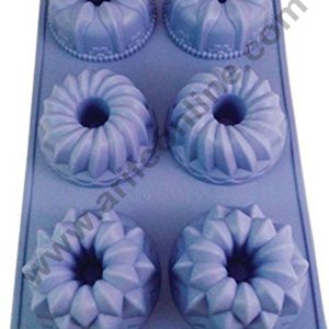 Cake Decor 6 in 1 Silicon Bakeware Mix Flower Shape Bundt Cupcake Moulds Muffin Mould