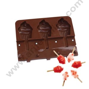 Cake Decor 3 Cavity Ice Cream Shaped Cupcake Pocket Shaped Silicone Mould