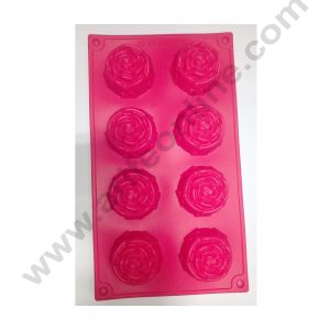 Cake Decor 8 in 1 Silicon Bakeware Rose Shape Cupcake Moulds Muffin Mould