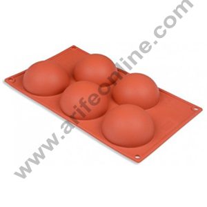 Cake Decor 5 in 1 Silicon Bakeware Half Sphere Round Shape Cupcake Moulds Muffin Mould