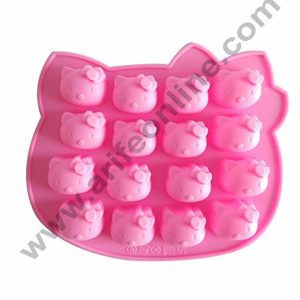 Cake Decor 16 in 1 Silicon Bakeware Hello Kitty Shape Cupcake Moulds Muffin Mould