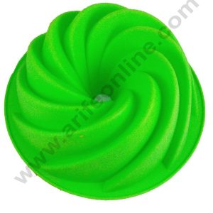 Cake Decor Silicon Bakeware Round Swirl Bundt Shape Half Kg Cake Moulds - Diameter - 19.5 cm & Height - 8 cm