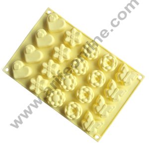 Cake Decor 20 Cavity Flowers Butterfly Heart Mix Design Shape Muffin Mold Silicone Cupcake Mould SBSM-426