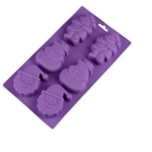 Cake Decor 6 Cavity Silicone Christmas Santa Claus Face Snowman Silicon Moulds Muffin Mould