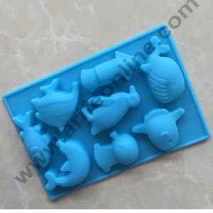 Cake Decor Silicon 8 Cavity Dolphin Fish Chocolate Mould, Ice Mould, Chocolate Decorating Mould