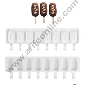 Cake Decor 8 Cavity White Classic Silicone Cakesicle Mould Popsicle Easy Ice Cream Bar Mould