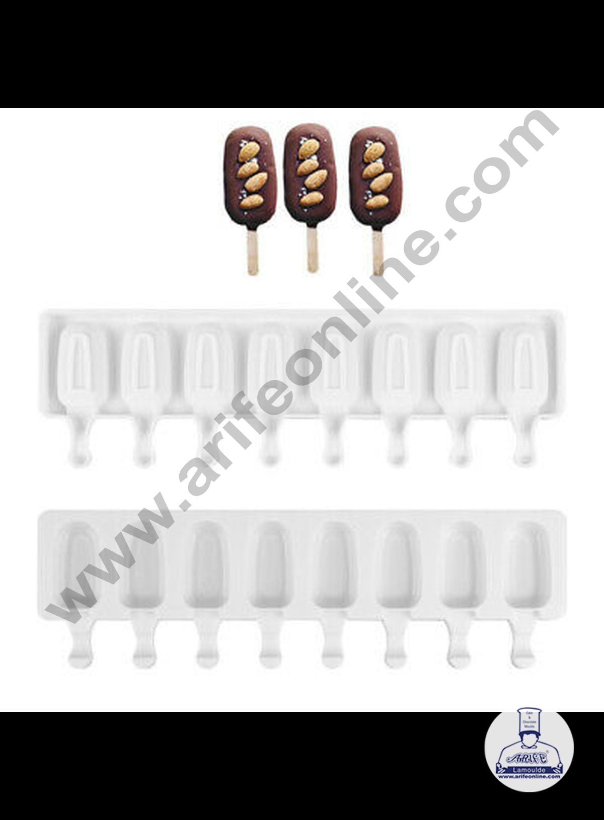 Cake Decor 8 Cavity White Classic Silicone Cakesicle Mould Popsicle Easy Ice Cream Bar Mould
