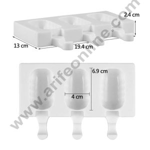 Cake Decor 3 Cavity White Classic Silicone Wave Section Cakesicle Mold Popsicle Easy Ice Cream Bar Mold