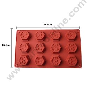 Cake Decor Silicon 12 Cavity Honey Comb Muffin Cupcake Mould