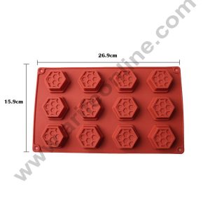 Cake Decor Silicon 12 Cavity Honey Comb Muffin Cupcake Mould