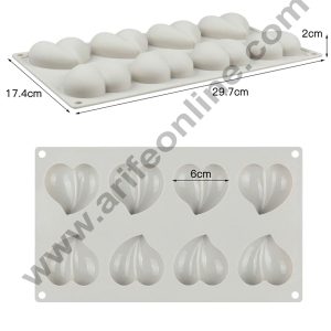 Cake Decor Silicon 8 Cavity Heart Mousse Entremet Cake Mould Mousse Mold SBSM-510