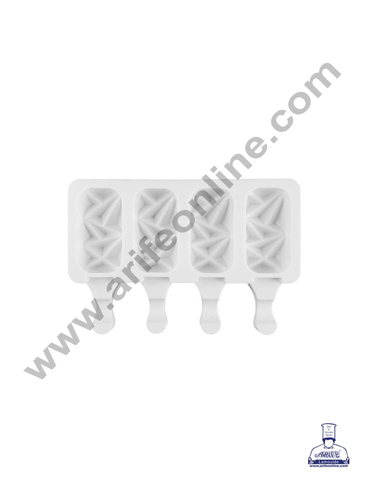 Cake Decor 4 Cavity Geometric Gem Origami Shape Silicone Popsicle Cakesicle Molds Easy Ice Cream Bar Mould