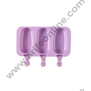 Cake Decor 3 Cavity White Classic Silicone Cakesicle Mould With 3 Pieces Ice Cream Stick Popsicle Easy Ice Cream Bar Mould