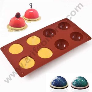 CAKE DECOR™ 8 Cavity Half Sphere Shape Silicone Moulds for Soaps and Chocolate Jelly Desserts Mould, Small Half Pinata