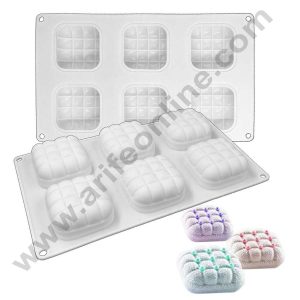 CAKE DECORβ’ 6 Cavity Pillow Shape Silicone moulds for Soaps, Chocolate Jelly Desserts All Purpose Baking Mould