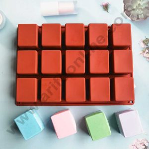 CAKE DECORβ’ 15 Cavity Rectangle Shape Silicon Homemade Soap, Chocolate Jelly dessert Mould