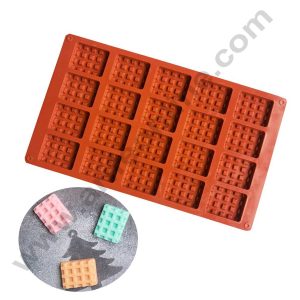 CAKE DECORβ’ 20 Cavity Mini Waffle Shape Silicon Homemade Soap, Chocolate Jelly dessert Mould