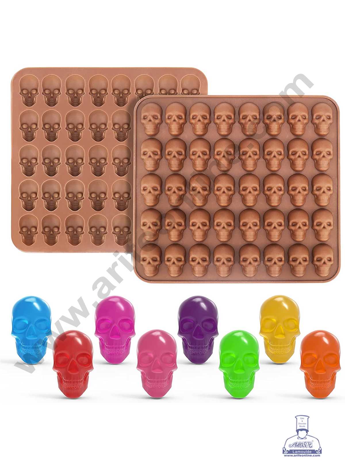 CAKE DECORβ’ 40 Cavity Mini Skull Silicon Chocolate Mould Halloween Chocolate Jelly dessert Mould