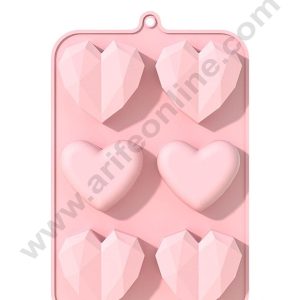 CAKE DECOR™ 6 Cavity Heart Shape Silicone Chocolate Mould Tray | Soap, Candle and Muffin Mould.