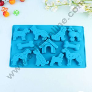 CAKE DECOR™ 11 Cavity Dog Theme Silicone Mould | Jelly & Soap Mould | Baking Mould - SBSM-ck1-744