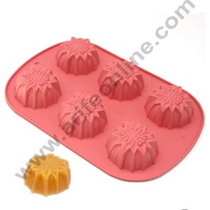 CAKE DECOR™ 6 Cavity Sunflower Shape Silicone Mould | Jelly & Soap Mould | Baking Mould - SBSM-ck3-012b