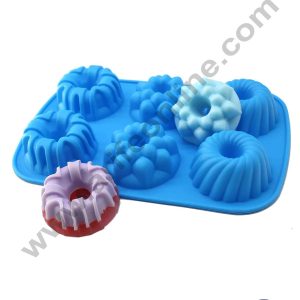 CAKE DECOR™ 6 Cavity Multi-Style Donut Shape Silicone Mould | Jelly & Soap Mould | Baking Mould - SBSM-ck3-360b