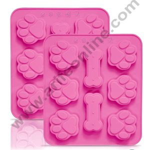 CAKE DECOR™ 8 Cavity Dog Paw & Bone Shape Silicone Mould | Jelly & Soap Mould | Baking Mould - SBSM-ck3-45-58