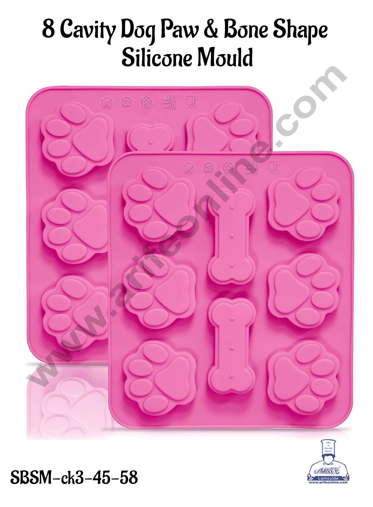 CAKE DECORβ’ 8 Cavity Dog Paw & Bone Shape Silicone Mould | Jelly & Soap Mould | Baking Mould - SBSM-ck3-45-58