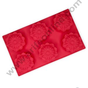 CAKE DECOR™ 6 Cavity Flower Shape Silicone Mould | Jelly & Soap Mould | Baking Mould - SBSM-ck5-7035