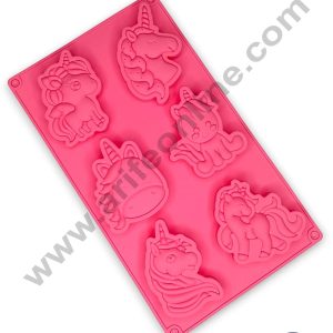 CAKE DECOR™ 6 Cavity Unicorn Theme Silicone Mould | Jelly & Soap Mould | Baking Mould - SBSM‐IA‐321‐1