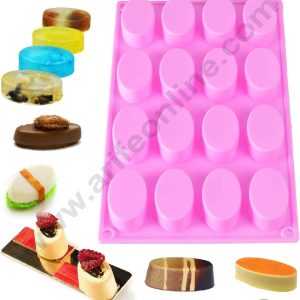 Cake Decor 16 Cavity Small Oval Mold Silicone Moulds for Soaps and Chocolate Jelly Desserts Mould