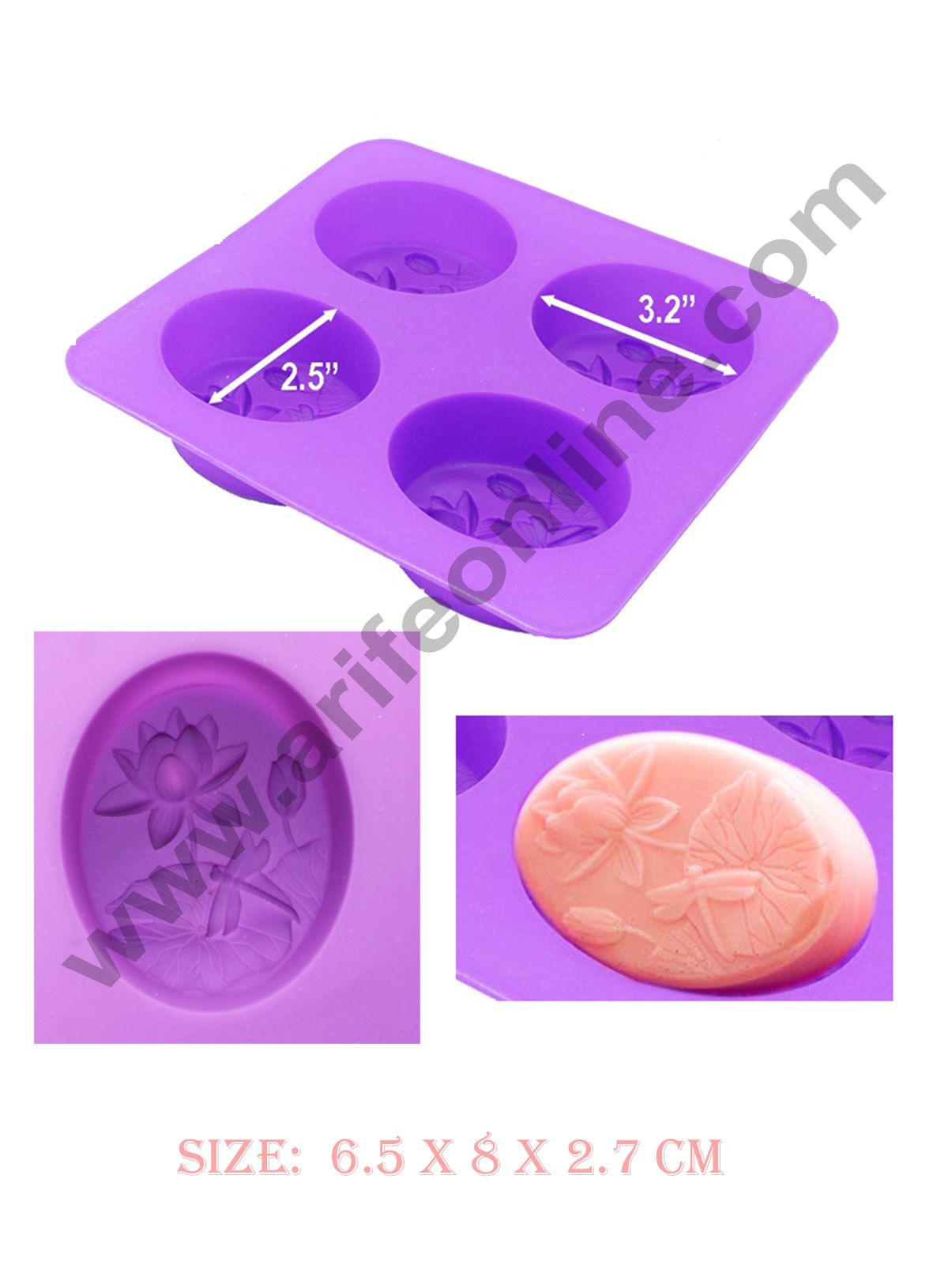 Cake Decor 4 Cavity Oval Flower Silicone Moulds for Soaps and Chocolate Jelly Desserts Mould