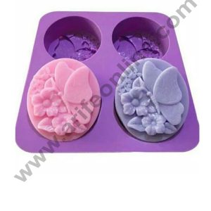 Cake Decor 4 Cavity Butterfly Flower Silicone Moulds for Soaps and Chocolate Jelly Desserts Mould