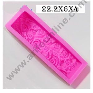 Cake Decor Silicon Medium Rectangular With Rose Soap /Cake /Loaf Mold Size :22.2 x 6 x 4 CM
