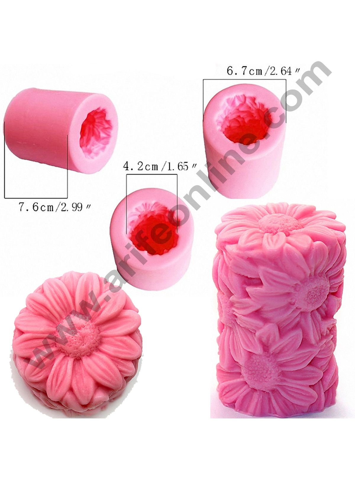 Cake Decor Silicon Sun Flower Soap Mould /Cake Muffin Mould Size : 4.2 x 4.2 x 7.6 CM