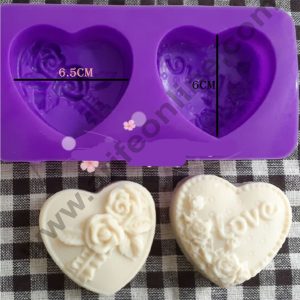 Cake Decor 2 Cavity Heart Dotted Rose Love Silicone Moulds for Soaps and Chocolate Jelly Desserts Mould