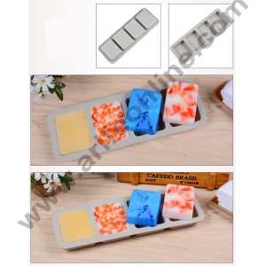Cake Decor 4 Cavity Rectangle Silicone Moulds for Soaps and Chocolate Jelly DessertsΒ Mould