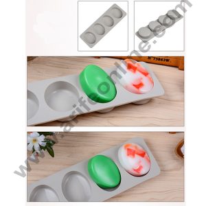 Cake Decor 4 Cavity Oval Silicone Moulds for Soaps and Chocolate Jelly Desserts Mould
