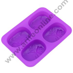 Cake Decor 4 Cavity Life & Rose ,Love & Rose Silicone Moulds for Soaps and Chocolate Jelly Desserts Mould