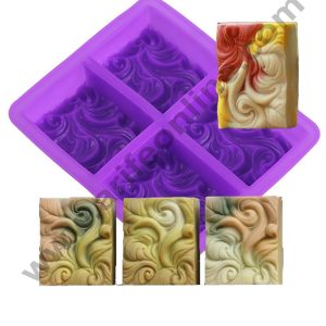 Cake Decor 4 Cavity Continues Patten Silicone Moulds for Soaps and Chocolate Jelly Desserts Mould