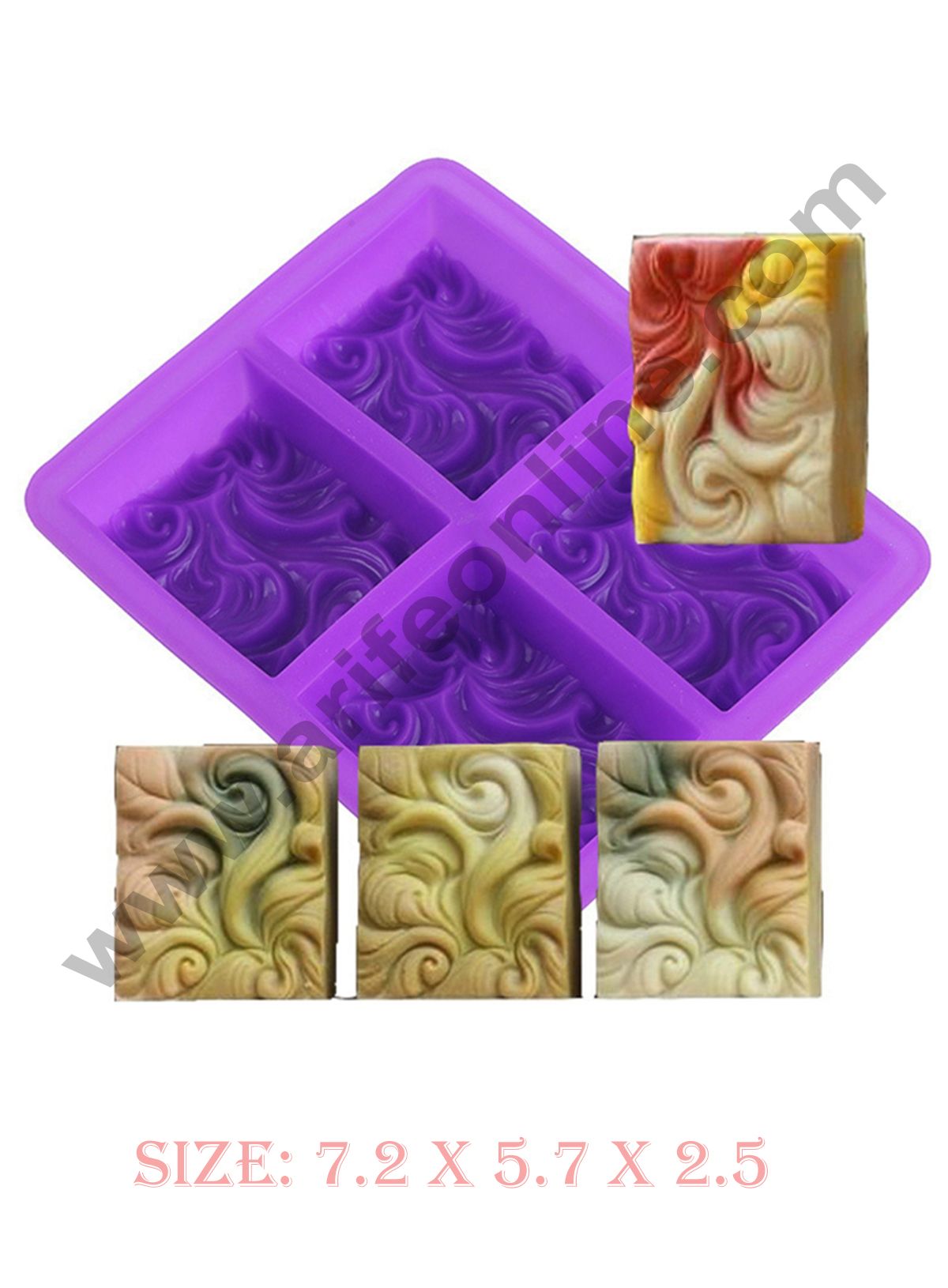 Cake Decor 4 Cavity Continues Patten Silicone Moulds for Soaps and Chocolate Jelly Desserts Mould